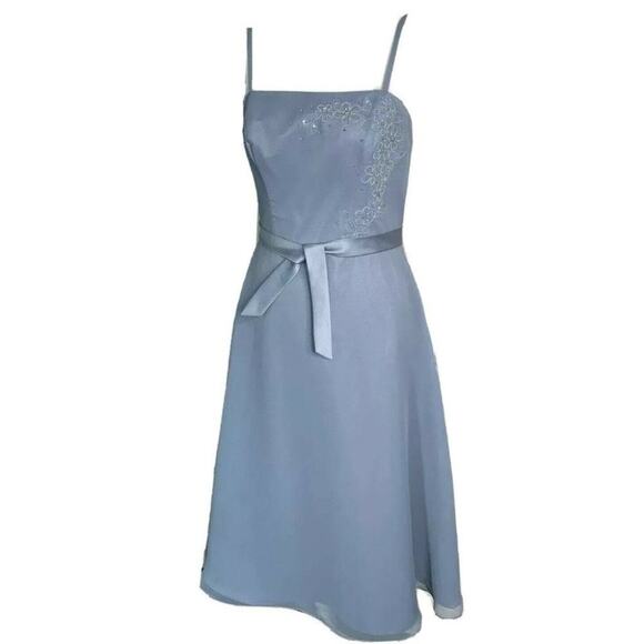 DaVinci Dresses & Skirts - Da Vinci A Line Spaghetti Strap chiffon evening dress light blue sz 10